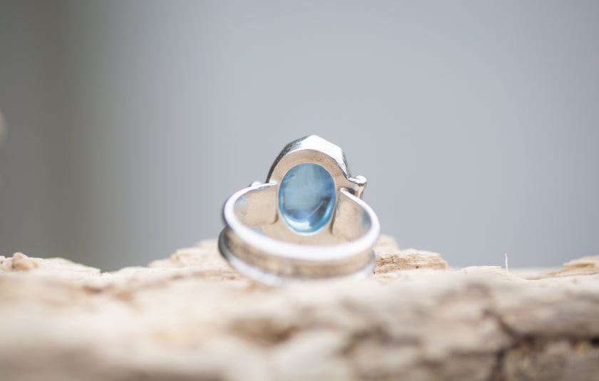 Aquamarine Sterling Ring, size 6.5