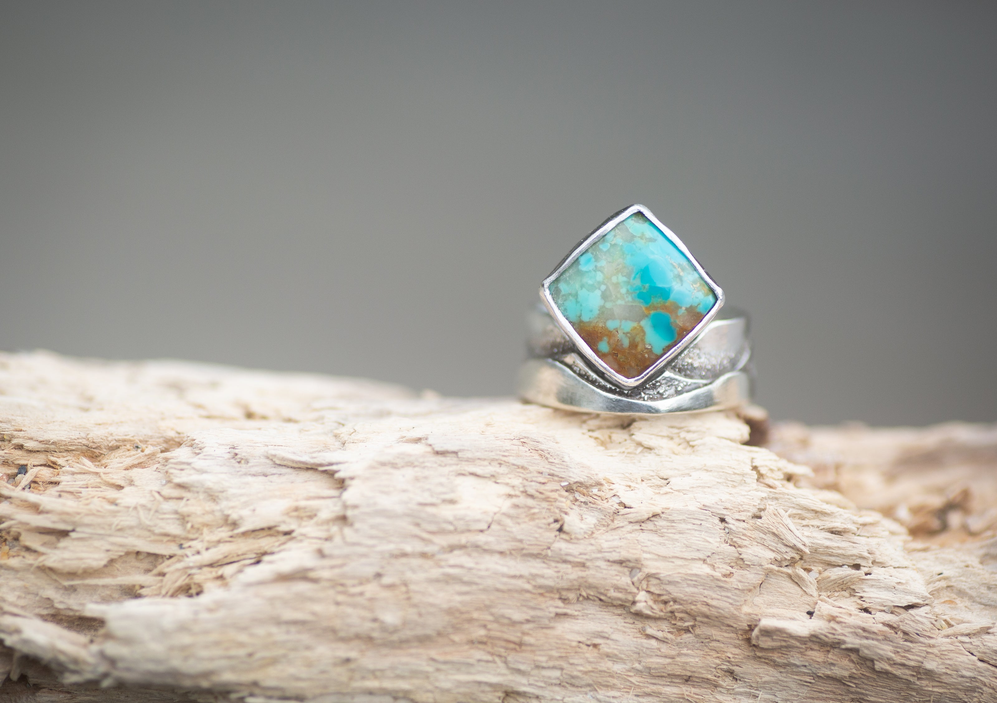 Mountains to the Sea, Sterling and Turquoise Finger Cuff