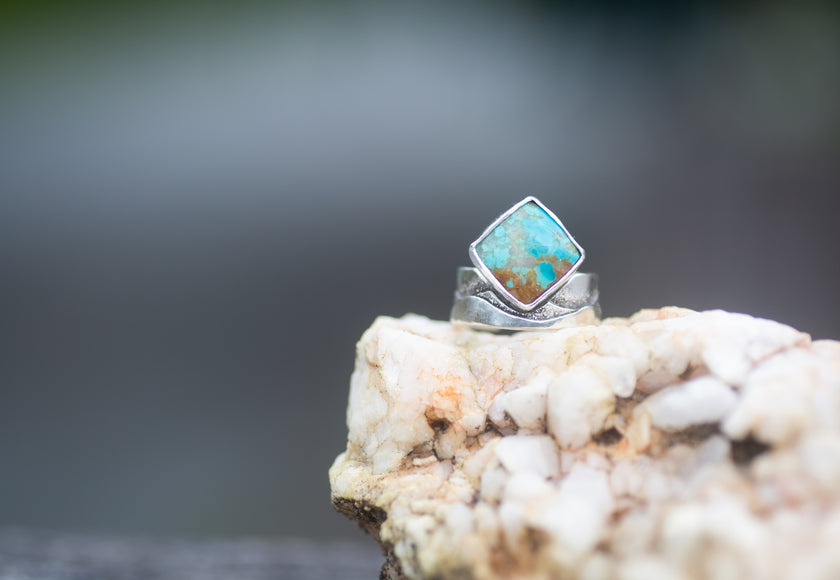 Mountains to the Sea, Sterling and Turquoise Finger Cuff