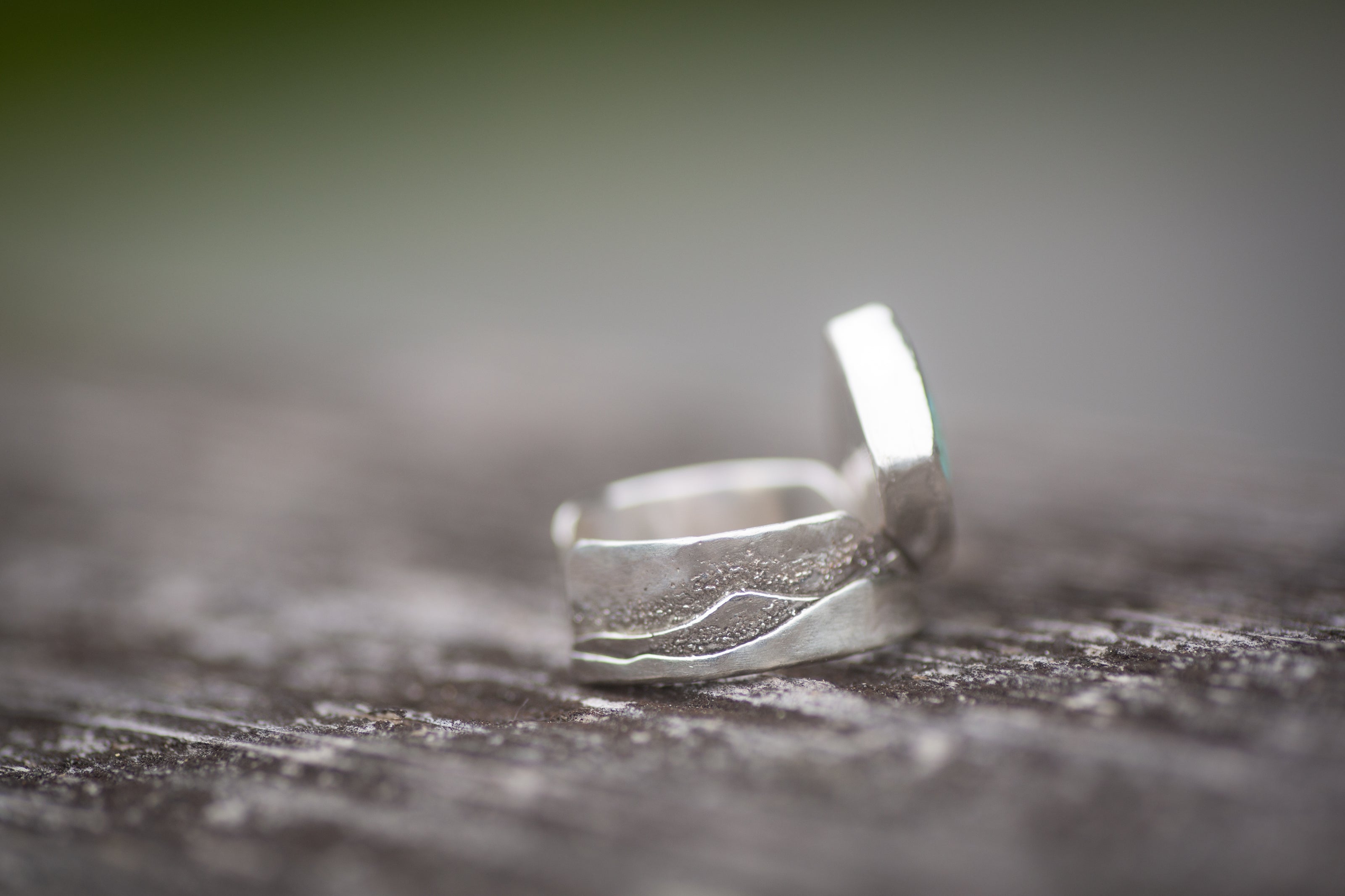 Mountains to the Sea, Sterling and Turquoise Finger Cuff