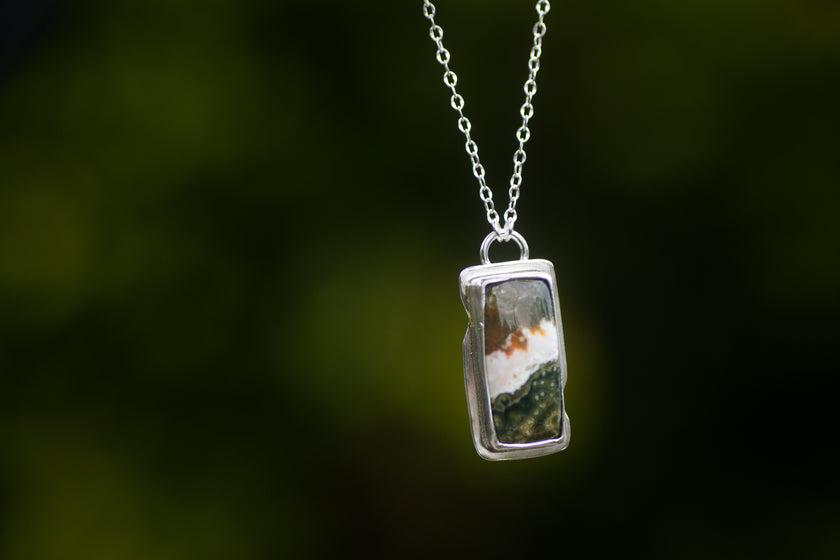 The Ocean in a Drop, Sterling and Jasper Necklace
