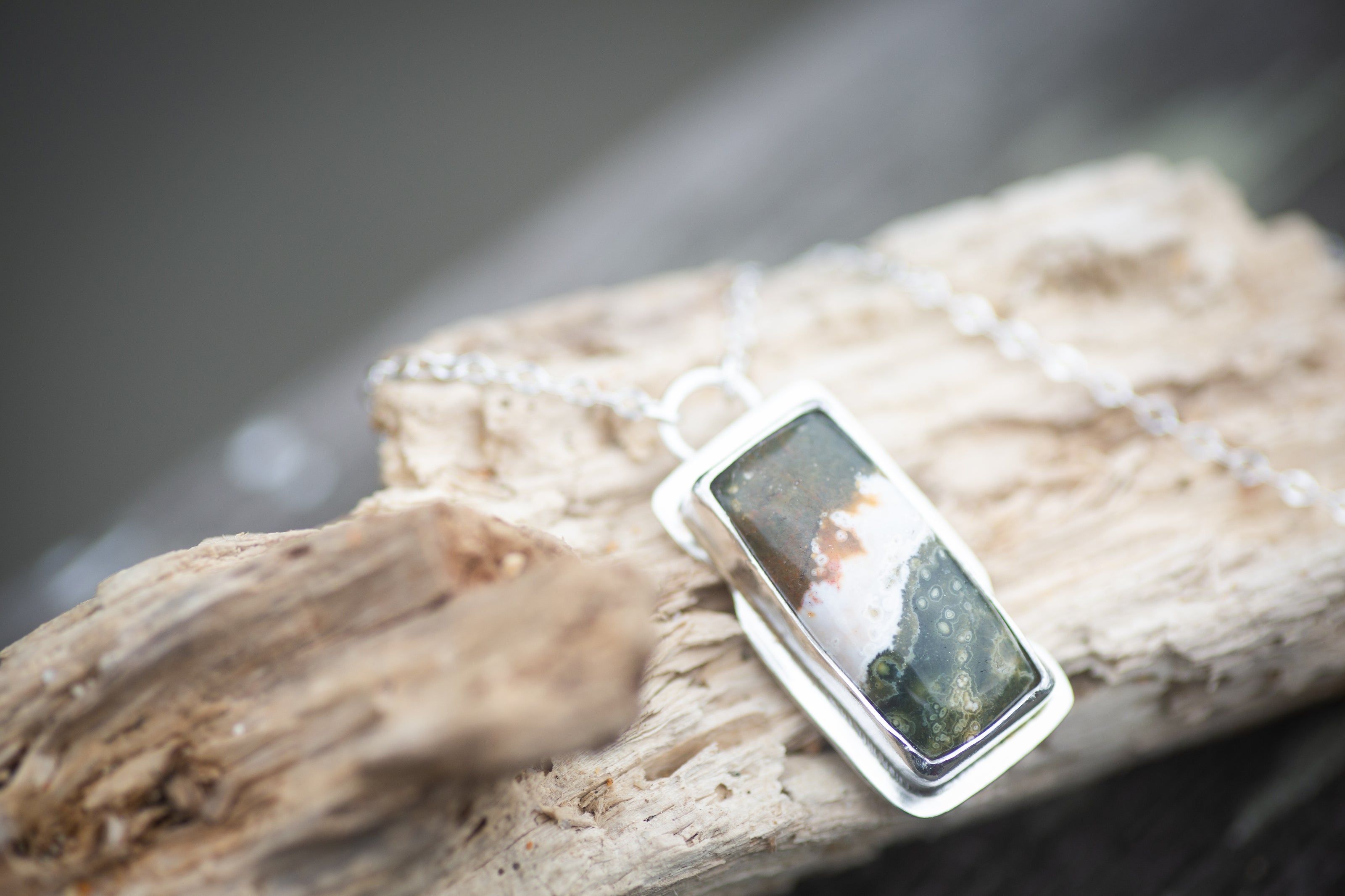 The Ocean in a Drop, Sterling and Jasper Necklace