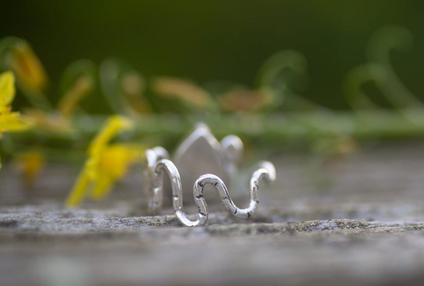 Turquoise Snake Ring, Adjustable for US sizes 7-9