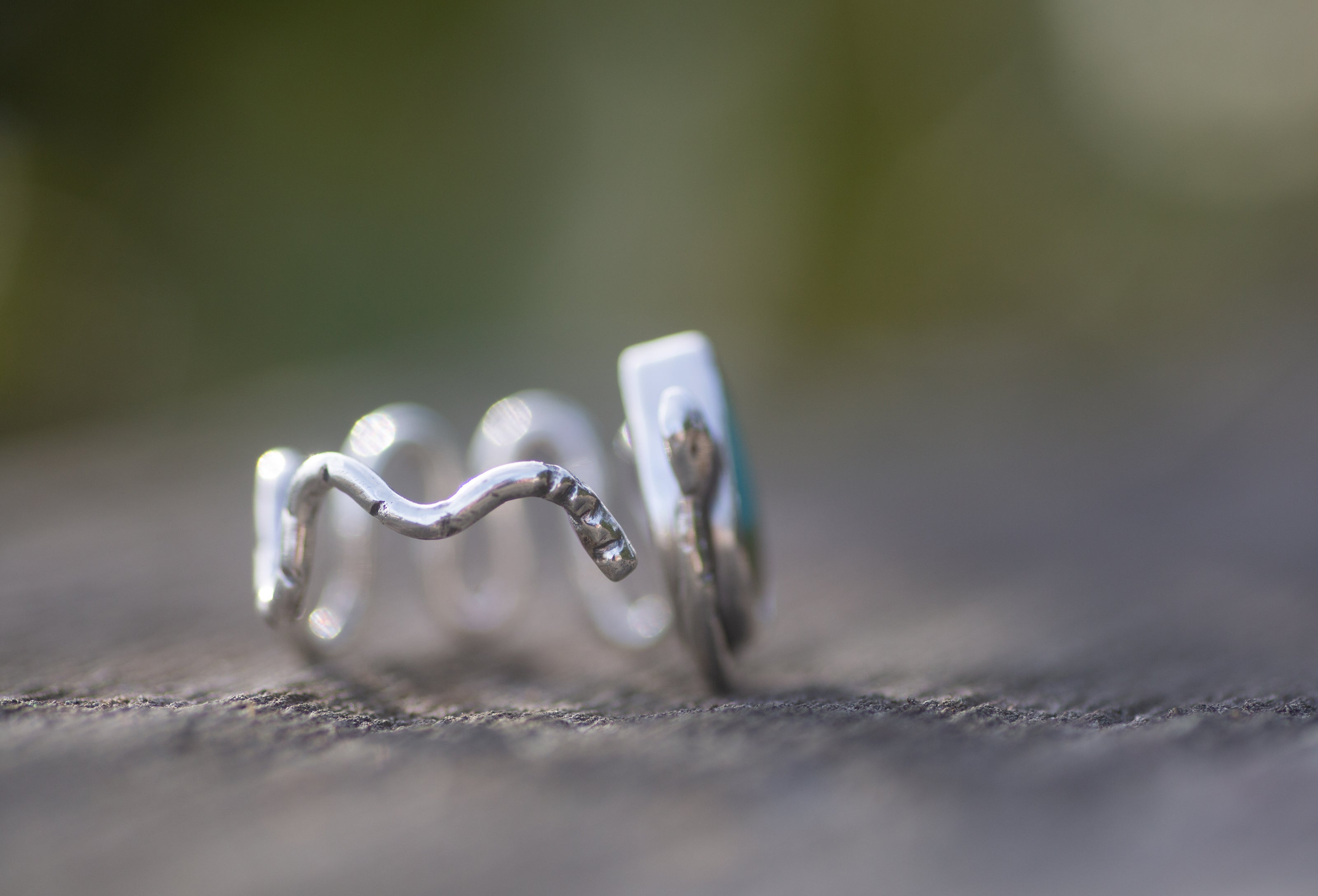 Turquoise Snake Ring, Adjustable for US sizes 7-9